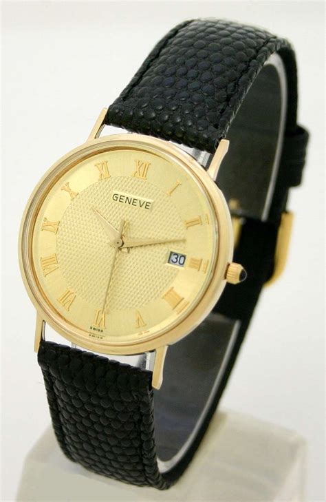 geneve gold watch mens|geneve 14k gold watch price.